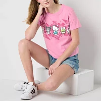 Juniors Womens Crew Neck Short Sleeve Hello Kitty Graphic T-Shirt