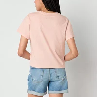 New World Juniors Floral Butterly Semi Fit Tee Womens Crew Neck Short Sleeve Graphic T-Shirt
