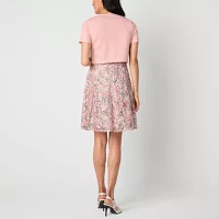 Perceptions Womens Floral Lace Jacket Dress Petite