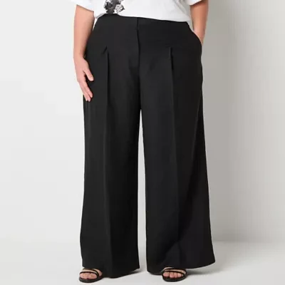 Worthington Plus Womens Regular Fit Wide Leg Trouser