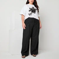 Worthington Plus Womens Regular Fit Wide Leg Trouser