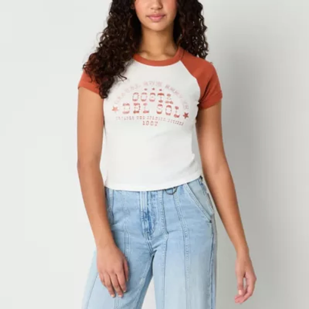 Arizona Juniors Womens Crew Neck Short Sleeve Graphic T-Shirt