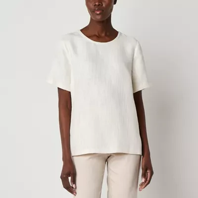 Liz Claiborne Womens Crew Neck Short Sleeve T-Shirt