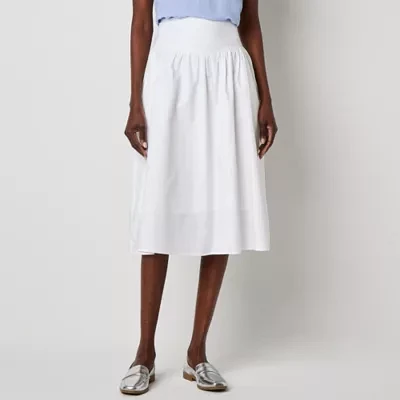 Liz Claiborne Womens Mid Rise Midi A-Line Skirt