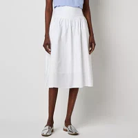 Liz Claiborne Womens Mid Rise Midi A-Line Skirt
