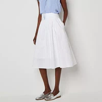 Liz Claiborne Womens Mid Rise Midi A-Line Skirt