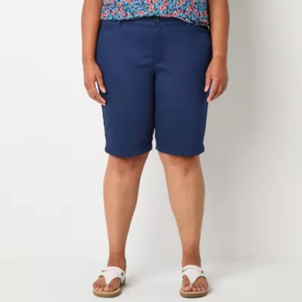 St. John's Bay Womens Mid Rise Bermuda Short-Plus