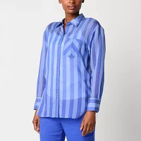 Worthington Womens Long Sleeve Regular Fit Button-Down Shirt