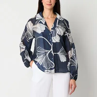 Worthington Womens Long Sleeve Blouse