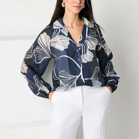 Worthington Womens Long Sleeve Blouse