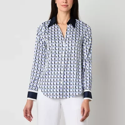 Worthington Womens Long Sleeve Regular Fit Button-Down Shirt