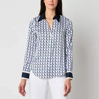 Worthington Womens Long Sleeve Regular Fit Button-Down Shirt