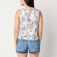 a.n.a Linen Blend Womens Crew Neck Sleeveless Shell