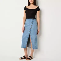 a.n.a Womens High Rise Midi Denim Skirt