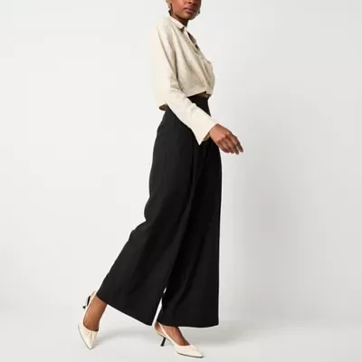 Worthington Womens Regular Fit Wide Leg Trouser