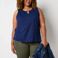 St. John's Bay Womens Plus Keyhole Neck Sleeveless Tank Top