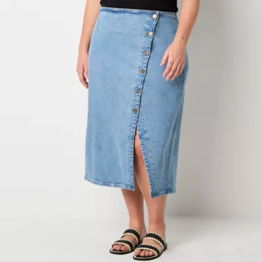 a.n.a Womens High Rise Wrap Skirt-Plus