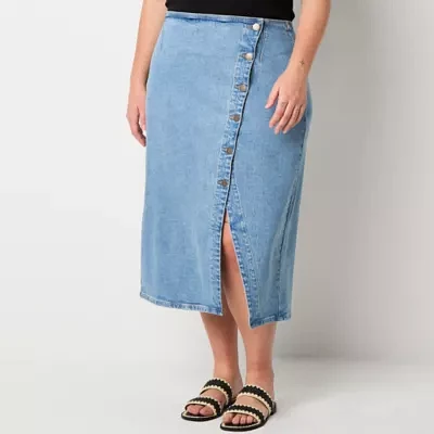 a.n.a Womens High Rise Wrap Skirt-Plus