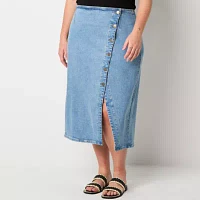 a.n.a Womens High Rise Wrap Skirt-Plus