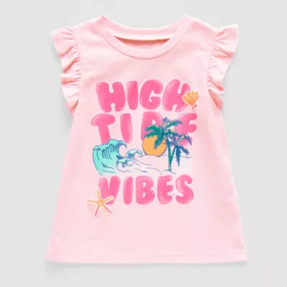 Thereabouts Little Girls Crew Neck Short Sleeve Graphic T-Shirt