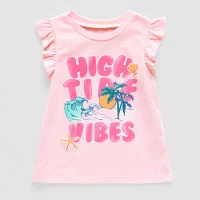Thereabouts Little Girls Crew Neck Short Sleeve Graphic T-Shirt
