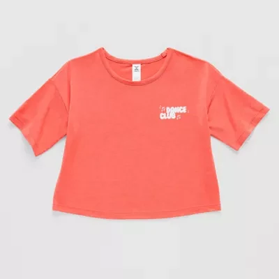 Xersion Little & Big Girls Soft Performance Waist Length Crew Neck Short Sleeve Graphic T-Shirt