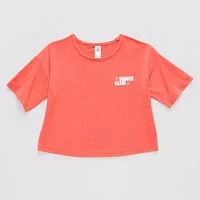 Xersion Little & Big Girls Soft Performance Waist Length Crew Neck Short Sleeve Graphic T-Shirt