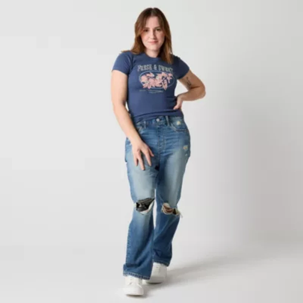Arizona Juniors Womens Highest Rise Straight Leg Seated Wear Jean