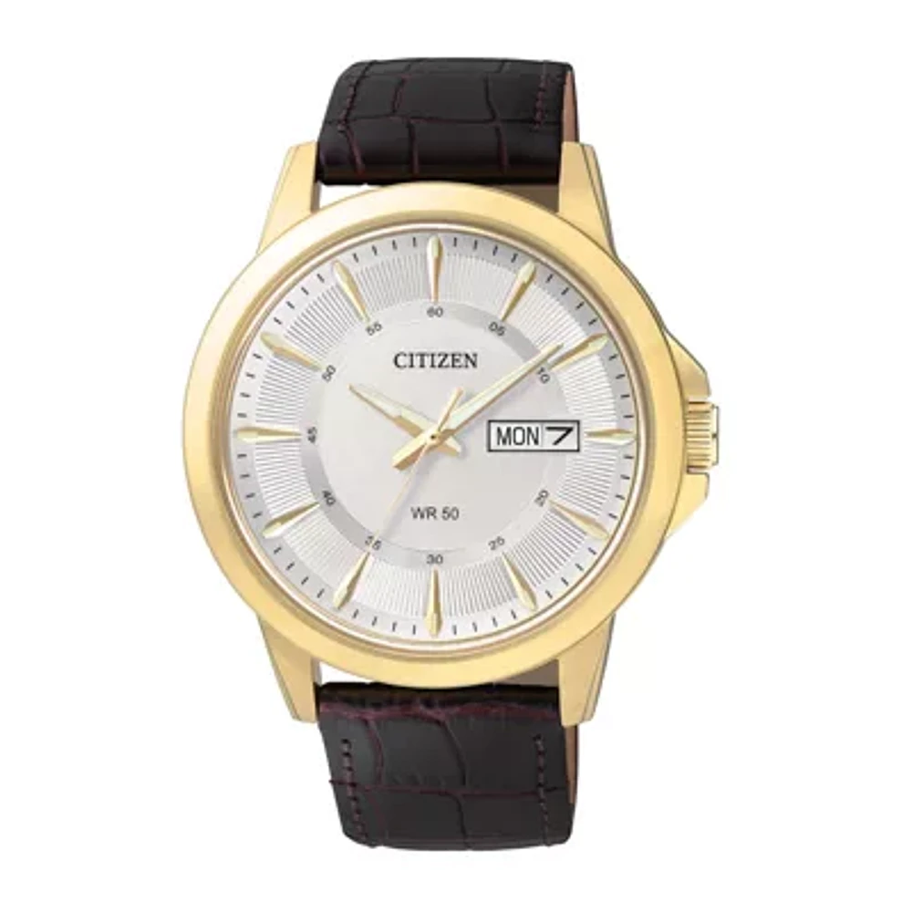 Citizen® Everyday Mens Brown Leather Strap Watch BF2018-01A