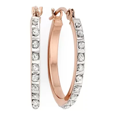 Diamond Fascination™ 14K Rose Gold Round Hoop Earrings