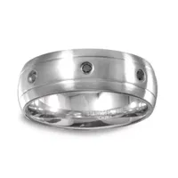 8MM 1/ CT. T.W. Natural Diamond Stainless Steel Wedding Band