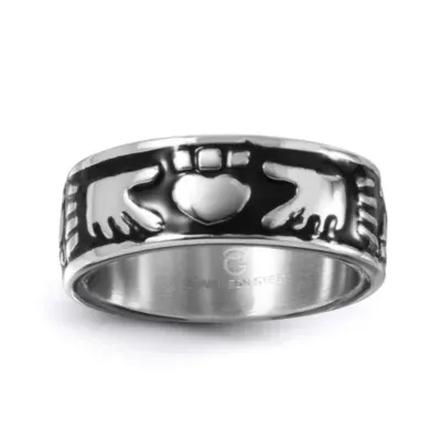 9M Stainless Steel Claddagh Wedding Band