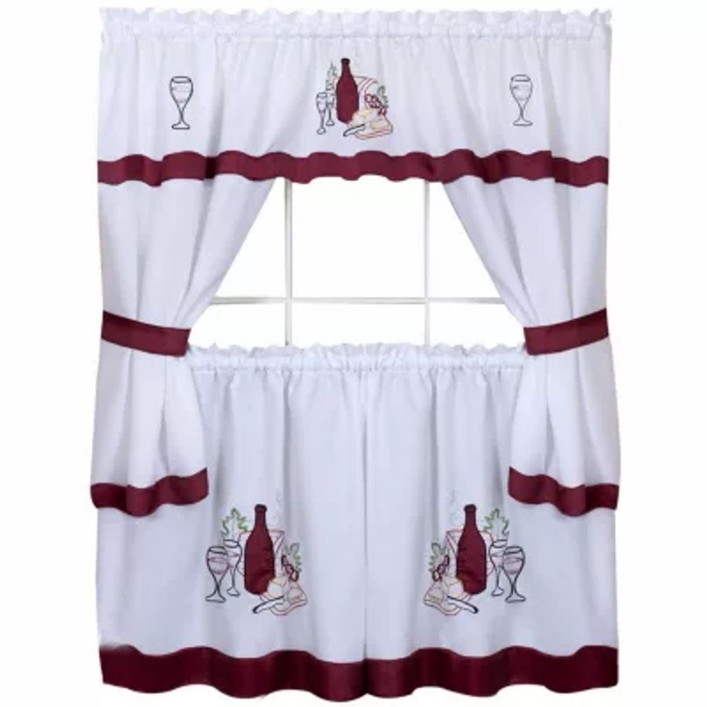 Cabernet 3-pc. Rod Pocket Kitchen Curtain Window Set