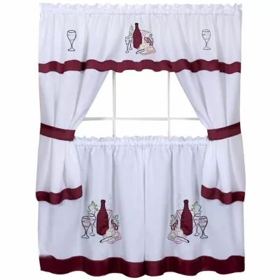 Cabernet 3-pc. Rod Pocket Kitchen Curtains & Drapes Window Sets