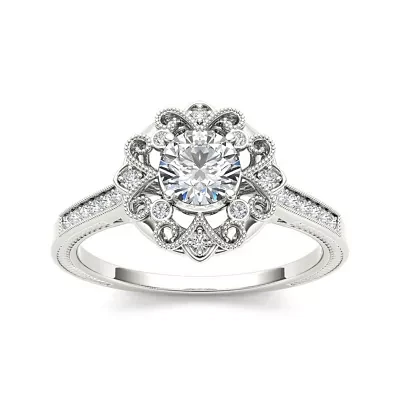 1/2 CT.T.W. Natural Diamond 14K White Gold Engagement Ring