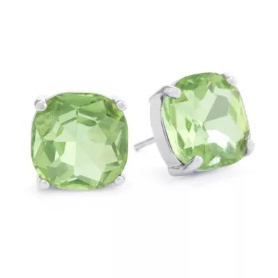 Sparkle Allure Pure Silver Over Brass Crystal Square Stud Earrings