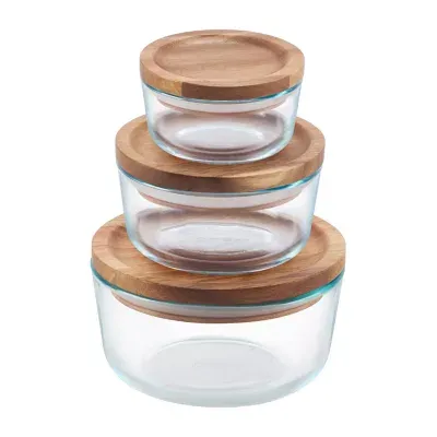 Pyrex Wood Storage 6-Pc. Container Set