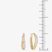 Diamonart White Cubic Zirconia 14K Gold Over Silver 25.5mm Hoop Earrings