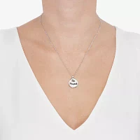 Womens Sterling Silver Circle Pendant Necklace