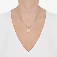 Womens Lab Created White Crystal 14K Rose Gold Over Silver 14K Rose Gold Circle Pendant Necklace