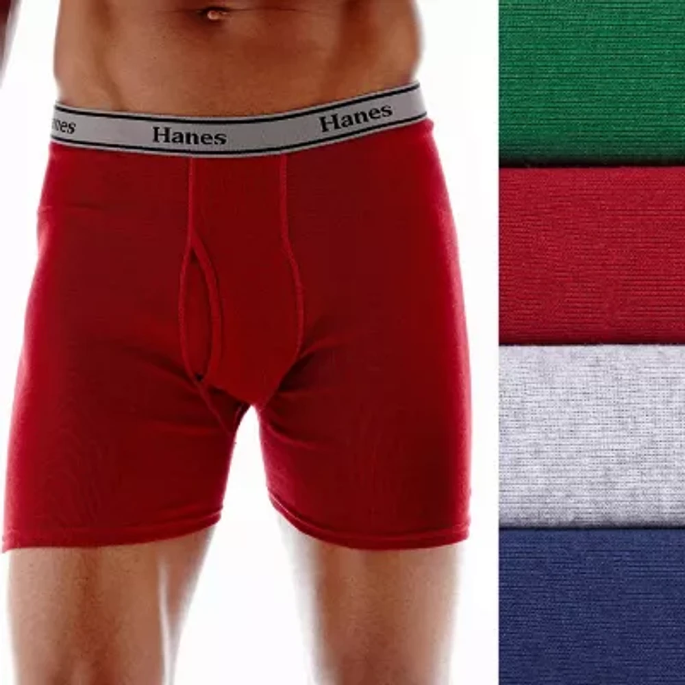 Hanes Cotton Mens 4 Pack Boxer Briefs