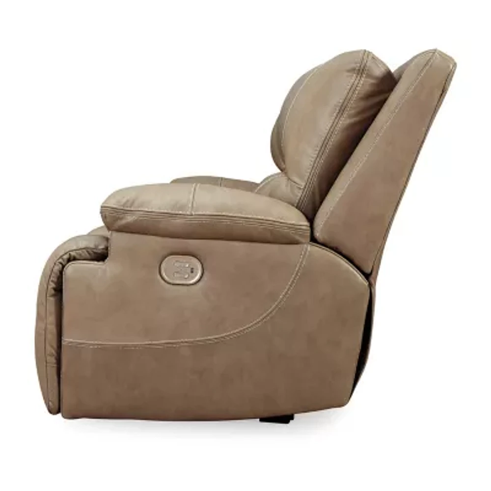Signature Design By Ashley® Ricmen Dual Power Leather Reclining Sofa