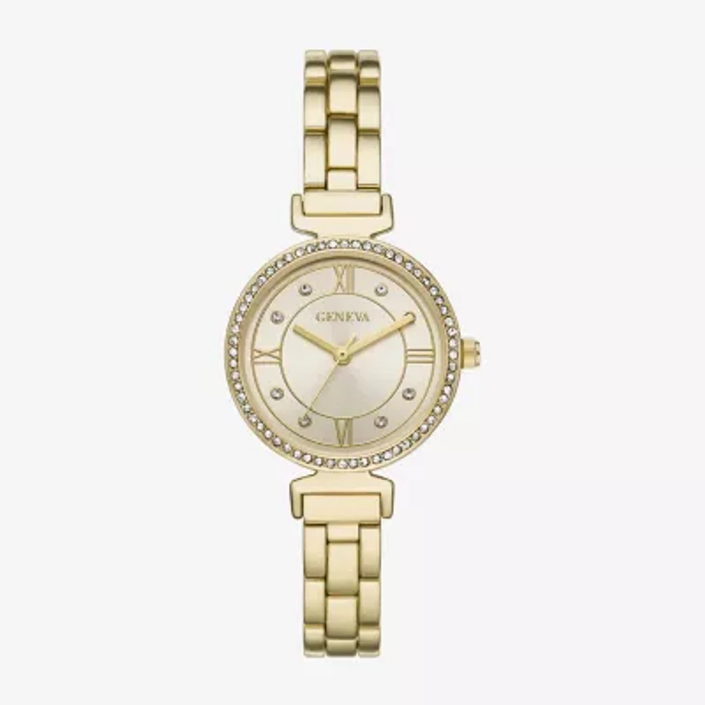 Geneva Womens Crystal Accent Gold Tone Bracelet Watch Fmdjm293