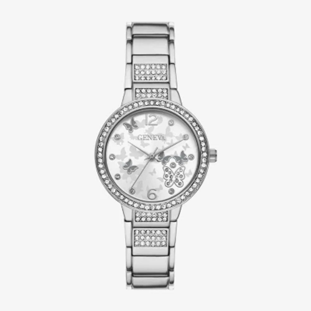 Geneva Womens Crystal Accent Silver Tone Bracelet Watch Fmdjm295