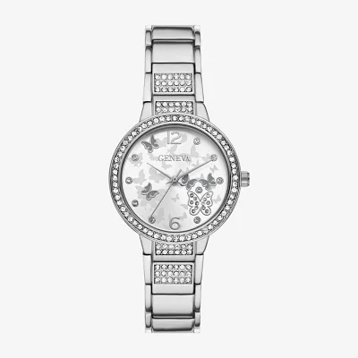 Geneva Womens Crystal Accent Silver Tone Bracelet Watch Fmdjm295