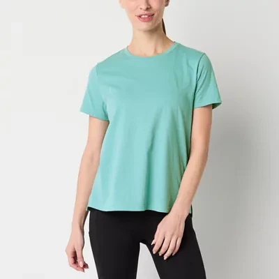 Xersion Womens Cotton Crew Neck Short Sleeve T-Shirt Tall