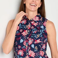 St. John's Bay Tall Womens Sleeveless Regular Fit Button-Down Shirt
