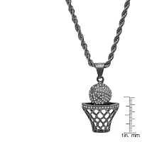 Steeltime Mens Crystal Stainless Steel Pendant Necklaces