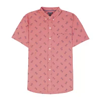 IZOD Big and Tall Mens Cooling Classic Fit Short Sleeve Plaid Button-Down Shirt