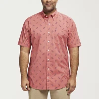 IZOD Big and Tall Mens Cooling Classic Fit Short Sleeve Plaid Button-Down Shirt